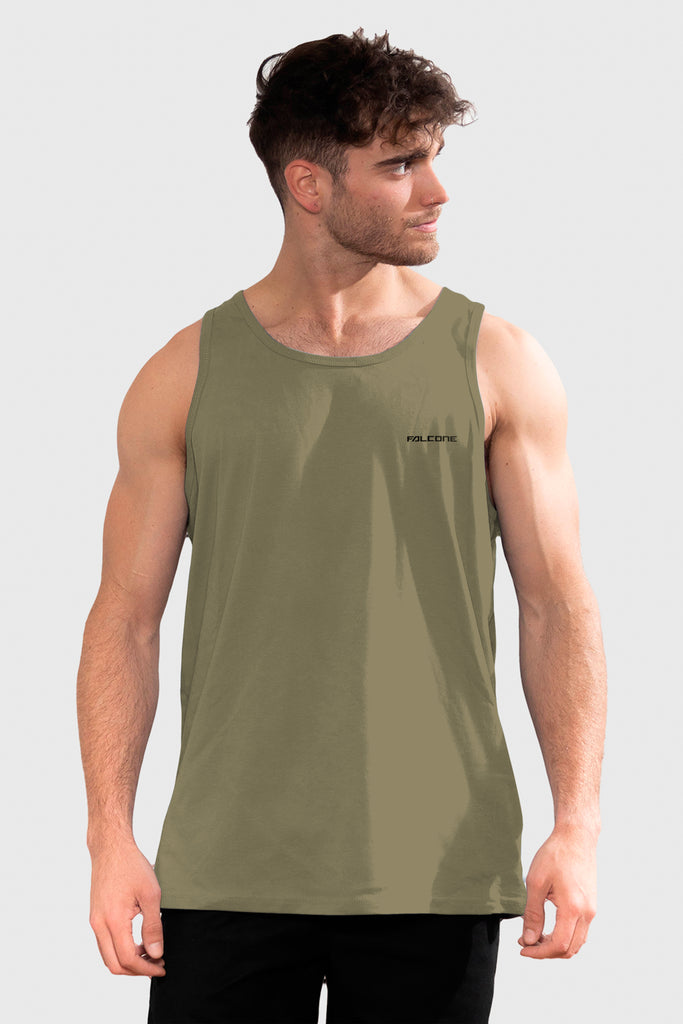 Polera Orgánica Sin Mangas Classic V2 Olive Green (Hombre)